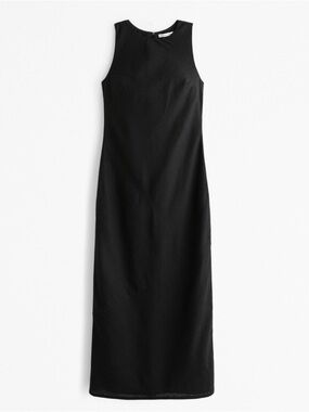 Abercrombie & Fitch Black Sleeveless Linen Blend Maxi Dress